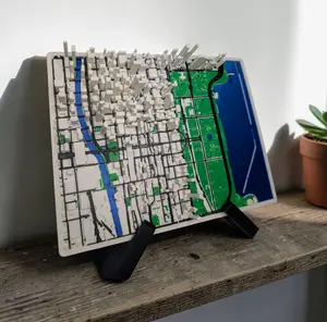 Chicago Loop 3D City Map Art | Architectural Skyline Decor | Urban Geography (Black Stand Included)