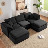 Black-3Seats+2Ottoman