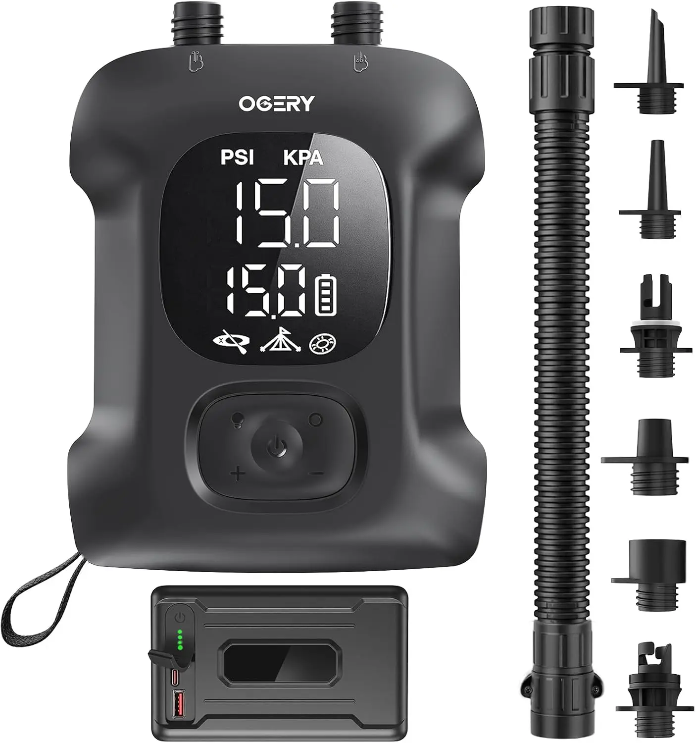 Paddle Board Electric Pump, Inflates 4.5 SUPs Long-Lasting Battery, 20PSI SUP Pump Auto-Off Dual Stage Fast Inflation & Deflation, Cordless Rechargeable Air Pump for SUP Kayak Boat Tent