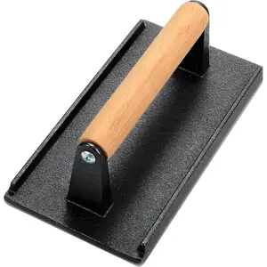 Cast Iron Meat Press Grill Press with Wooden Handle,  for Squeezing  from Meats, Flattening Bacon, Paninis, and Burgers