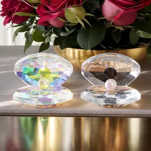 Modern Crystal Shell Table Decor, Transparent Glass Makeup Desk Ornament, Party Celebration Decoration Prop, Home Office Accessory