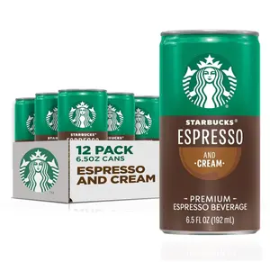 Starbucks Ready to Drink Coffee, Espresso & Cream, 6.5oz Cans (12 Pack) (Packaging May Vary)