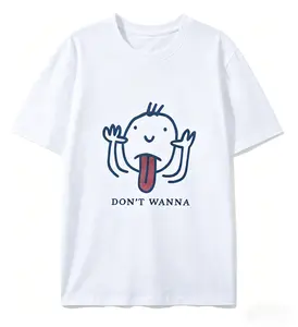 Don't Wanna Shirt, Funny Minimalist T-Shirt, Cute Tongue Out Tee, 100% Cotton Casual Top, Multiple Colors Available, Simple Funny Graphic Tee, Relatable "Don't Wanna" Quote T-Shirt, Lazy Humor Casual Top, Cute Cartoon Stick Figure Tee