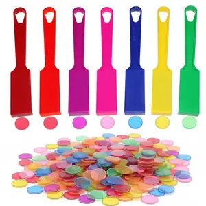 Magnetic Bingo Wand 7-Pack with 100 Metal Chips Muti Colors Large Group Game Family Night Sensory Activity Educational Science Tool