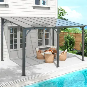 Gazebo Pergola Awnings for Patio with Hardtop Gazebos on Clearance Patio Covers for Shade and Rain, Lean to Gazebo Sunroom Patio Canopy Outdoor Pergolas for Patios,Decks,Backyard