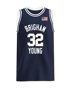 Men's Basketball Jersey 32 Blue Vintage Embroidered Casual Training Tee, Sport V Neck Short Sleeve, Loose Fit, All Seasons