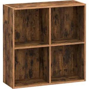Collection - Bookshelf, Bookcase, Cube Shelf with 4 Compartments, 9.4 x 26 x 26 Inches, Storage Shelf, for Living Room, Home Office, Dining Room, Rustic Brown