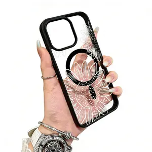 Luxury Magsafe Transparent Phone Case, Case For iPhone 16 Pro X XS MAX 11 12 13 14 15 Plus Series Case Magnetic Wireless Charge Cover, Decorative Phone Protective Cover