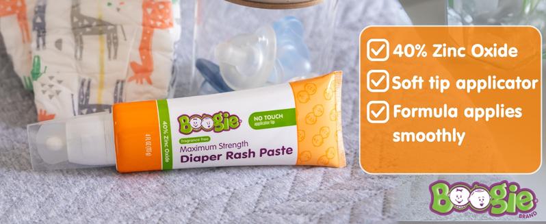 Boogie Maximum Strength Diaper Rash Paste for Babies – 40% Zinc Oxide, No-Touch Applicator for Sensitive Skin