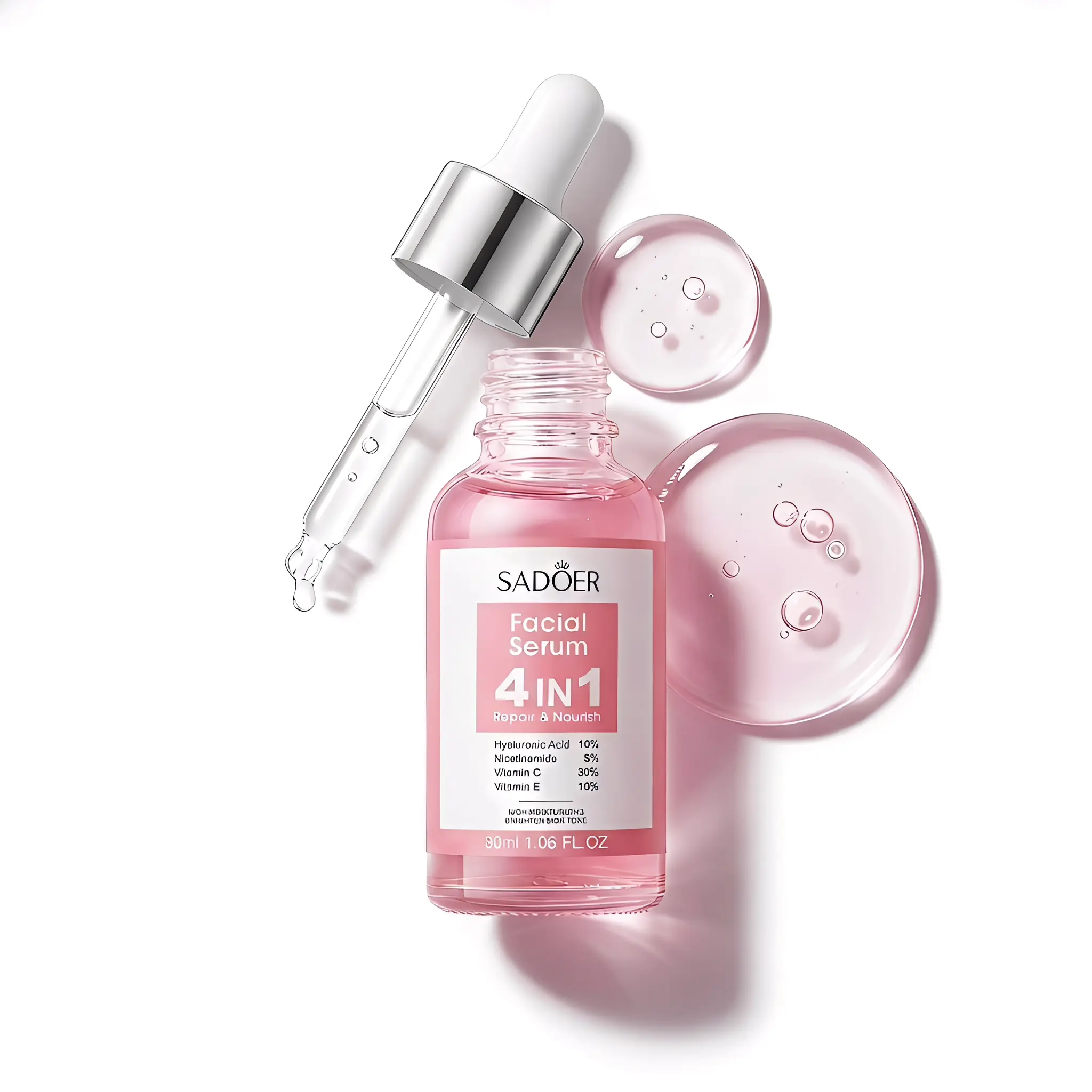 4 In 1 Hydrating Facial Serum, Multi-Ingredient Nourishing Face Essence With Hyaluronic Acid, Niacinamide, Vitamin C & Vitamin E, Deep Hydration Skin Serum For Spot Care, Smoothing Texture & Daily Facial Nourishment For All Skin Types