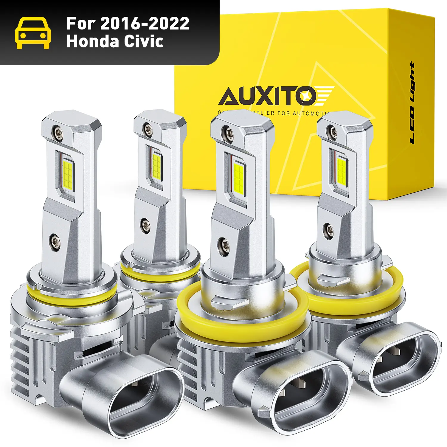 AUXITO 2016-2022 Honda Civic– 9005 High Beam+H11 Low Beam LED Headlight Bulbs,30000LM 6500K Cool White,60,000Hrs Long Service Life,No error,CANBUS Ready,No Flickering, Plug and Play