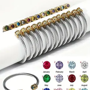 Zodiac Birthstone Cable Wire fashion bracelet