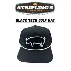 Black and White Embroidered Men's Tech Golf Hat - Stripling's General Store