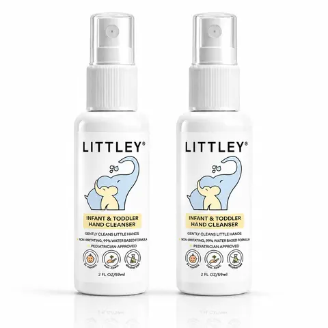 Littley 2oz infant & toddler hand cleanser 2 pack | alcohol-free kids hand spray | fragrance-free travel size