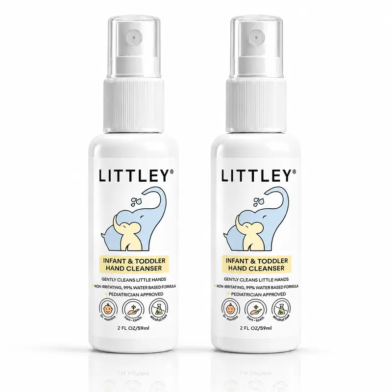 Littley 2oz infant & toddler hand cleanser 2 pack | alcohol-free kids hand spray | fragrance-free travel size