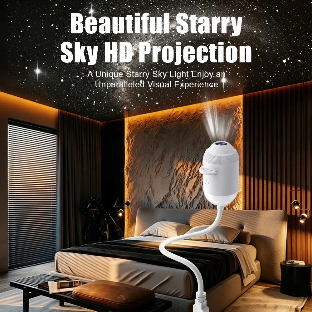 USB 2-in-1 Starlight Projector Night Light - Space, Planetarium, Galaxy Lamp for Bedroom, Touch Control, Adjustable Brightness, HD Device for Car/Home Use, Space Projector