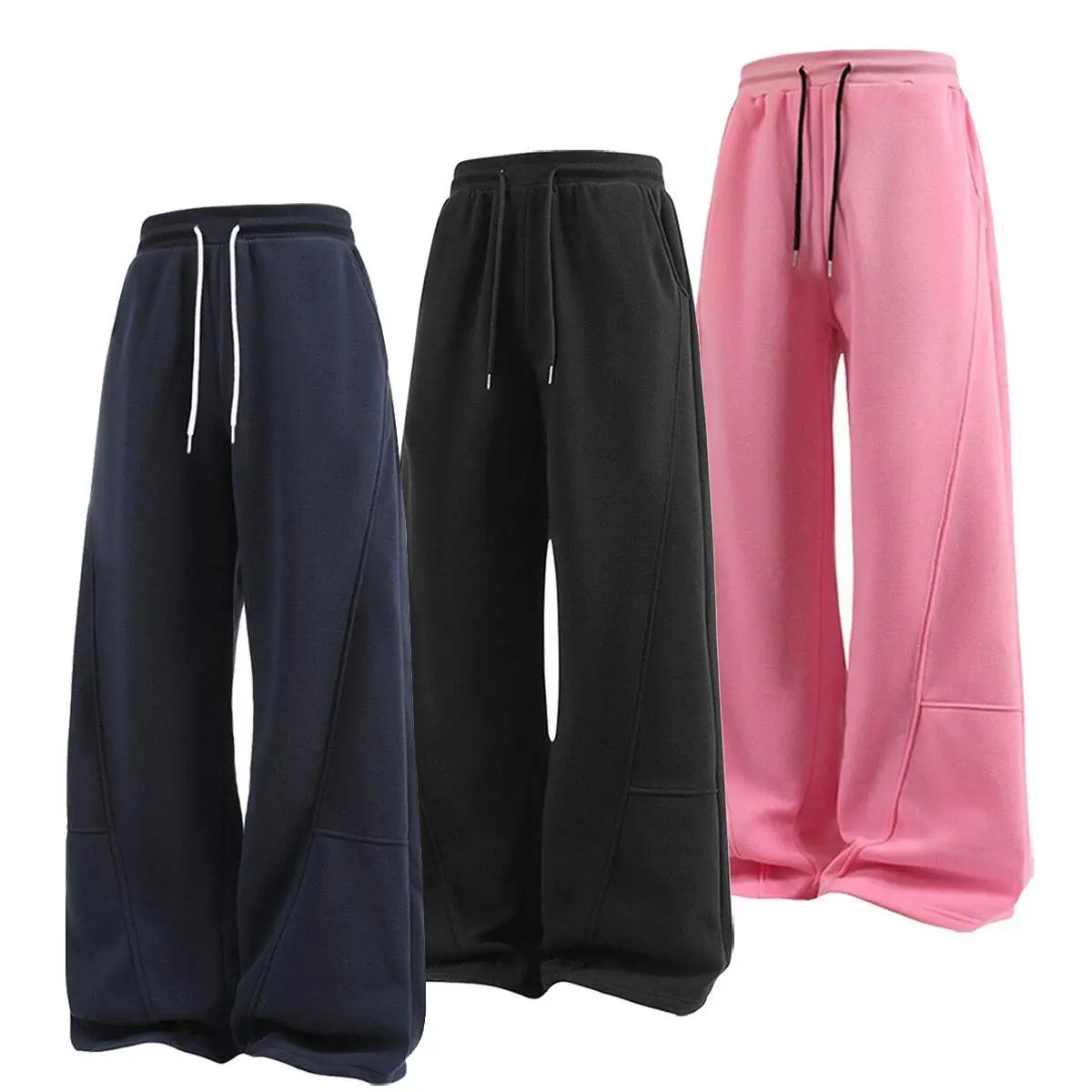 Unisex drawstring waist winter warm straight-leg loose athletic pants set with pockets (2 pieces); spring pink wide-leg sweatpants—loose men’s pants/apparel/fitness wear for fitness and casual wear; TikTok Shop Spring Glow Up. everyday outfit