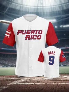 Puerto Rico Men's Baseball Jersey, #9 Premium-quality athletic shirt Soft against the skin, quick-drying and breathable Ideal for outdoor sports training & everyday wear