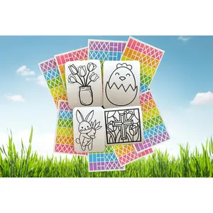 Easter Basket Stuffers Faux Stained Glass Craft Kit (Variety Set of 4), Spring Activity Window Cling Kids, Easter Decorations Suncatcher Kit