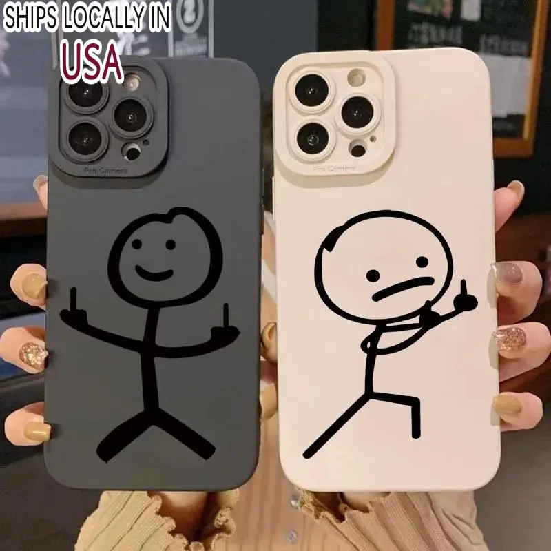 Cute Cartoon Matchman Matte Silicone Phone Case for IPhone 17 11 12 13 14 15 Pro Max Luxury Shockproof Protection Smartphone Cover Suitable for Unisex
