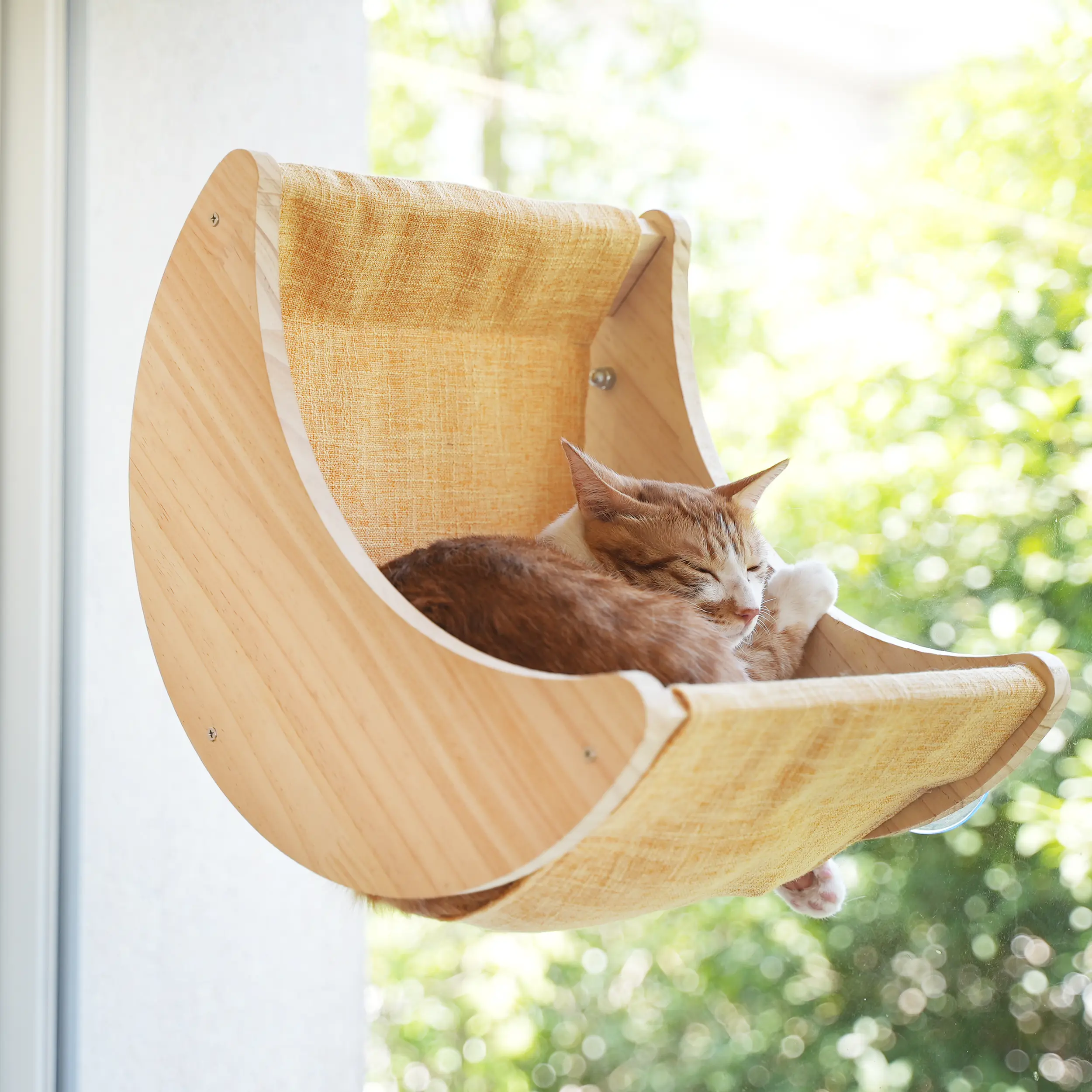 Window Cat Beds for Indoor Cats Perches Moon Shelves Mounted with Strong Suction Cups Cat Window Seat for Sleep and Watch Birds