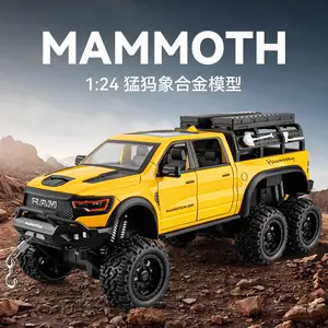 1:24 Off-road six-wheel heavy-duty pickup truck with folding doors and shock-absorbing four-wheel suspension model car