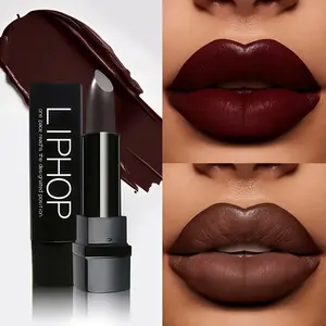 LIPHOP Semi Matte Lipstick, Blackberry Red/Chocolate Brown, Waterproof, Long-Lasting, Non-Transfer, Velvet Cream Finish, Hydrating Matte Texture, Creamy, Soft, Smooth, Nourishing Care, Easy to Apply, Suitable for all skin types Glossy Lip Care