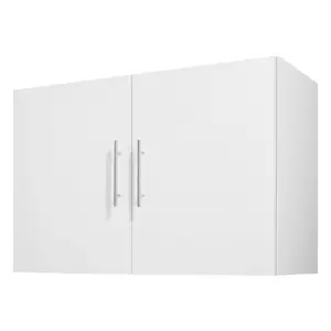 VEVOR White 2-Tier Wall-Mounted Particle Board Cabinet - 36 in Cupboard with 2 Doors, Adjustable Shelves, 16x36x24 in (D x W x H) Storage Unit for Kitchen, Minimalist Home Decor, Two Doors