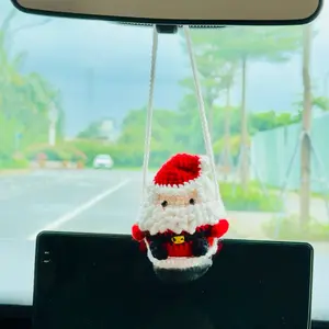 Christmas Gift Crochet Santa Claus Car Hanger Ornament Accessories Handcrafted with Love Premium Cotton Yarn Cute Design for Year-Round Decoration