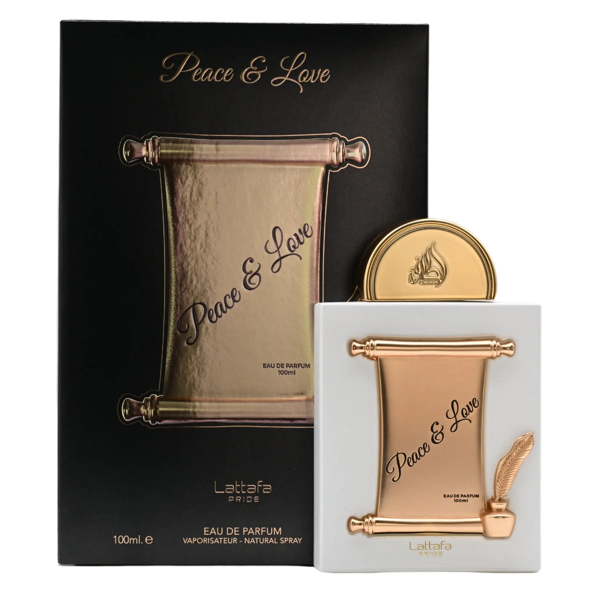 Lattafa Pride Peace & Love Unisex EDP Spray (3.4 oz) - Luxury Vanilla Fragrance with Almond Top, Rose Heart, Vanilla Base, Floral Fruity Accents, Modern Elegance, New in Box, Aluminum Free
