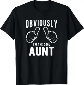 100% Cotton Funny Aunt Gifts From Niece Nephew, Obviously Cool Aunt T-Shirt
