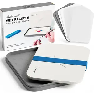 Wet Pallet for Painting Miniatures - 2 in 1 Dry and Wet Palette with Lid, Including 100PCS Palette Paper, 4PCS Sponges