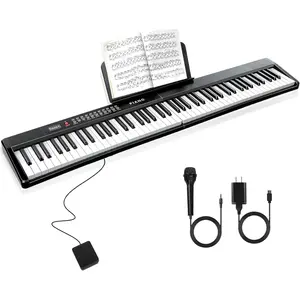 88 Key SEMI-Weighted Keyboard Piano For Beginners w/MIDI, , 1000 /Rhythms, 150 Demos, Sustain Pedal, Metronome, Sync, Chord, Dual Key, Key Drum, Teaching Mode, Corded Electric