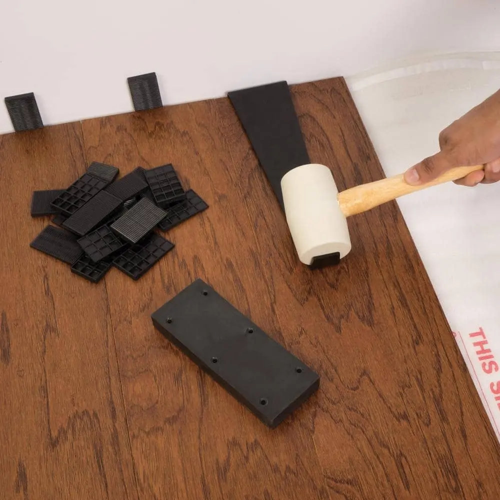 Laminate and Floating Wood Flooring Installation Kit Set with 50 Spacers and Durable Plastic Parts