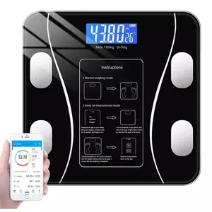 Smart Wireless Digital Bathroom Scale with LCD Display - 4 Sensing Technology, App Sync & Unit Conversion (kg/lbs/t), Battery-Powered (Not Included) for Accurate Home Weight Measurement - Adults Men Women, Contemporary Design | Silicone Grip Surface
