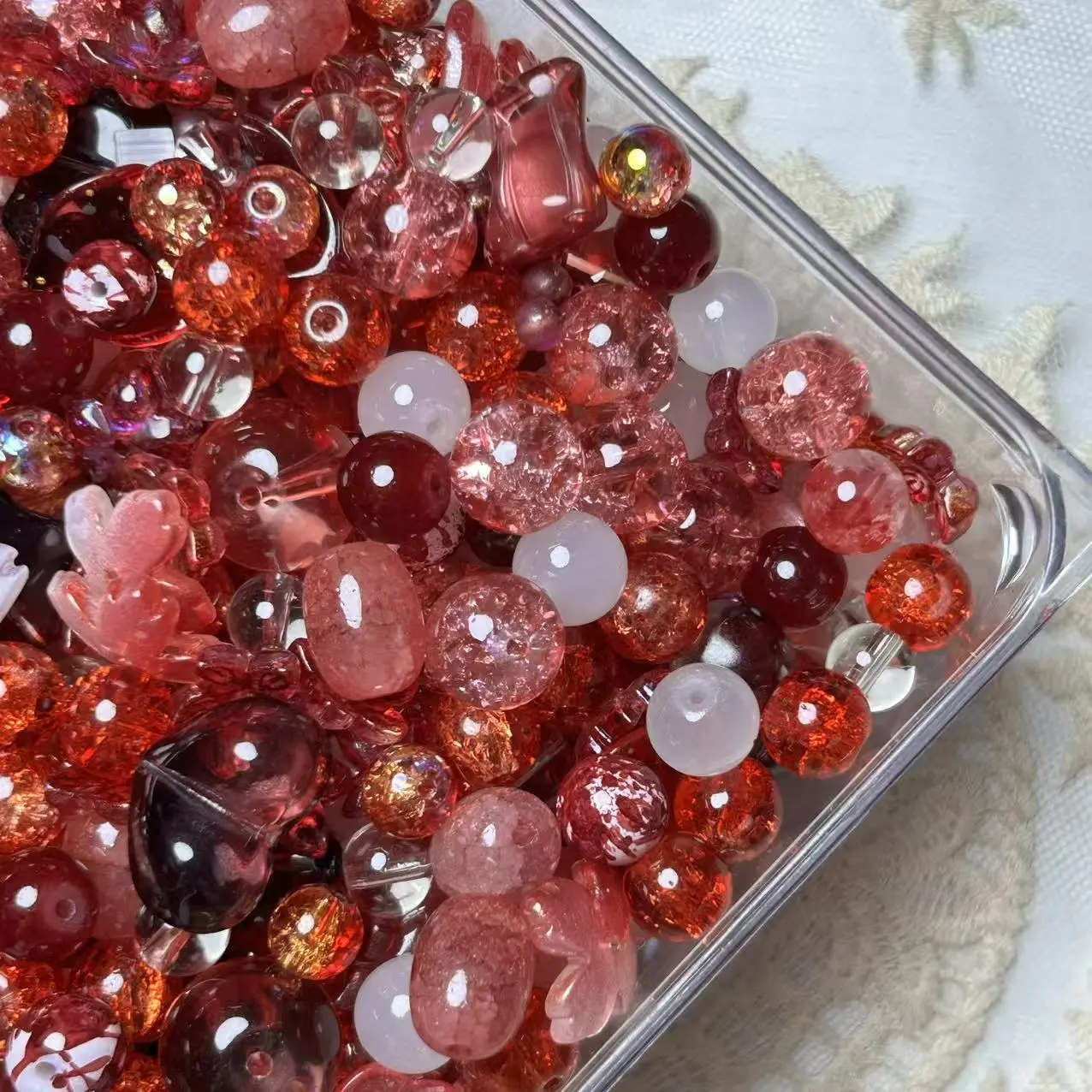 【A46】Red Glass Bead mix 50ml