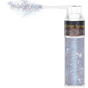 Hair and Body Glitter Spray, 1PC Hair Glitter Extra Fine Face Shimmer Powder for Clothes, Festival Loose Sparkle Powder for Rave Clothes Nail Art Easter Halloween Crafts