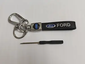 Ford leather keychain, metal key buckle, suitable for Ford models, specially designed and manufactured for all Ford models, high-quality keychain, car gift, car accessory