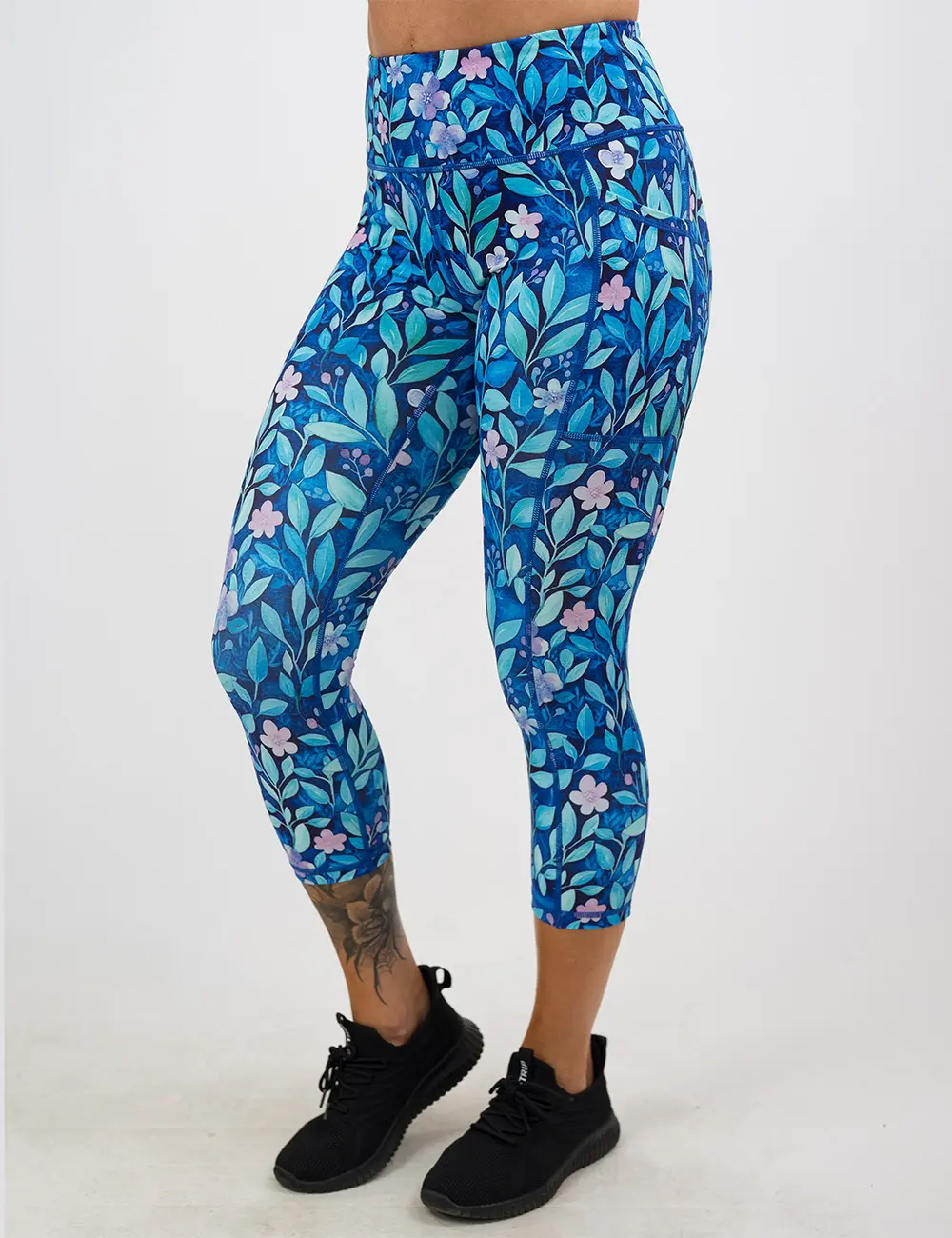 CVG Spring Fling Leggings Blue Floral Fabric Womenswear, Polyester, Spandex