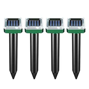 Explorinox (8.66in) Set of 4 solar-powered ultrasonic repellents, IP65 waterproof gardening tools, suitable for outdoor lawns, effective against mice, squirrels, snakes, skunks, moles, groundhogs, and more.