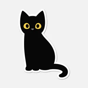 Sitting Black Cat Sticker - Cat Sticker vinyl sticker