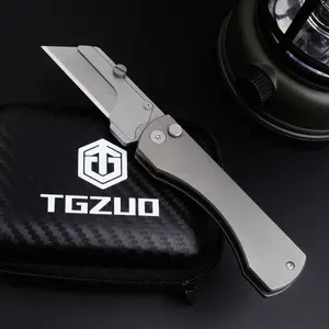 Titanium Alloy Folding Utility Knife, Multifunctional Pocket Knife, Edc Wallpaper Paper Cutting Blade, Multitool Blades, 10 Blades, Outdoor Durable