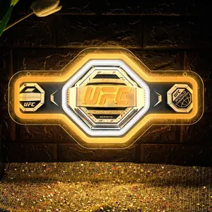 UFC World Champion Belt Neon Sign LED Wrestling Neon Sign for Gaming Bedrooms, Match Parties, Sports Fan Gifts, Wrestling Gifts, Sports Themed Lighting, Gym Decor and Man Cave