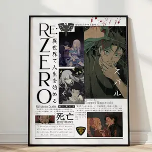 Re:Zero Anime Poster, Minimalist Inspired Art Print, Perfect Anime Room Decor (Unframed, Print Only)