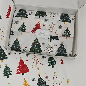 Christmas Tree and Fireworks Pattern Tissue Gift Box Wrapping Paper, Christmas Style Design, Holiday Packaging, Christmas Decor