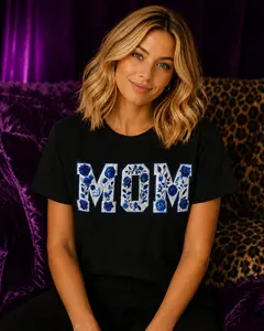 Blue Floral Mom T-Shirt | Chinoiserie Style Tee | Mother’s Day Gift Shirt