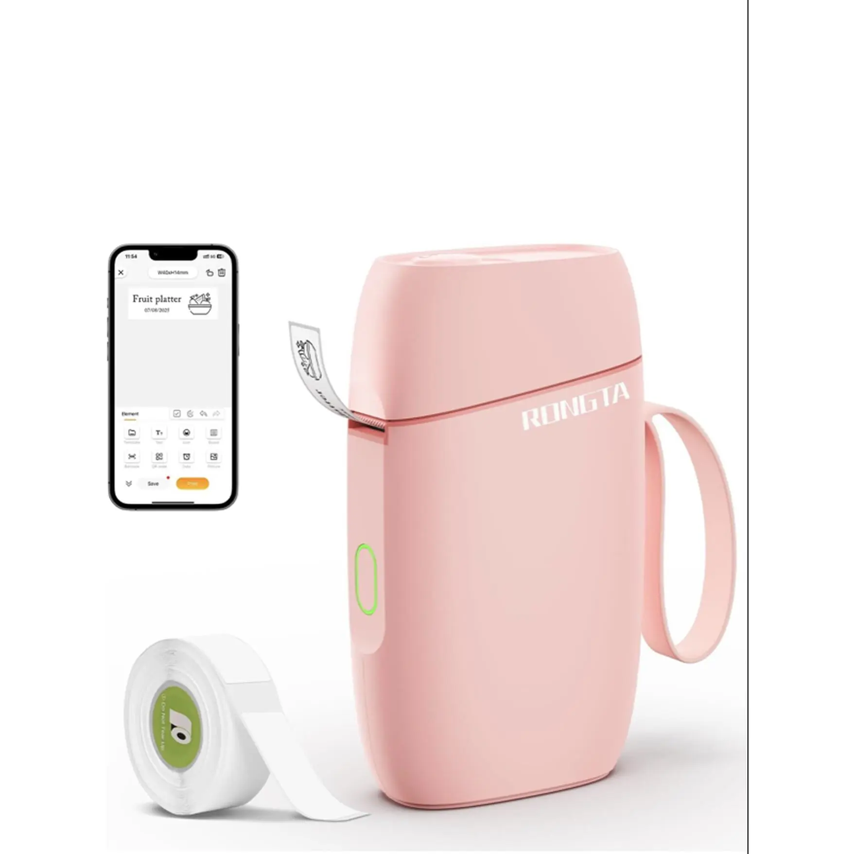 Rongta Bluetooth Label Maker Machine with Tape Wireless Mini Printer for Office Home Organization Pink Color