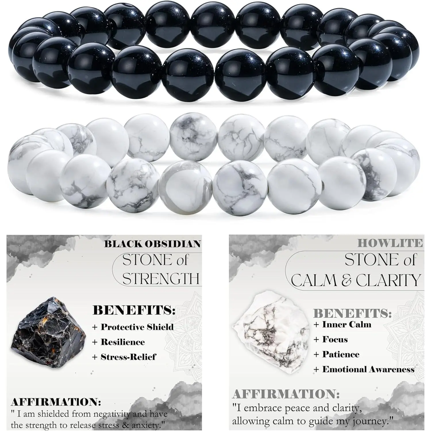 Black Obsidian + Howlite