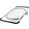 U.S. Kitchen Supply Stainless Steel Colander Strainer - 6-Quart Collapsible Colander with Expandable Rubber Handles - Rectangular Sieve, Fine Mesh Stainless Steel Strainers and Colanders for Kitchen