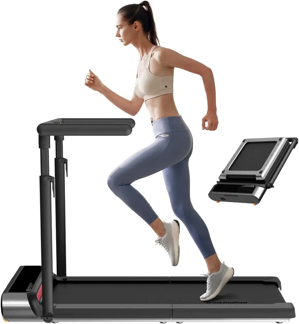 WalkingPad R3 Hybrid+ 2-in-1 Foldable Treadmill, Under Desk Walking Pad with Aluminum Alloy Frame, Adjustable Handrail for Home Office, 7.5 MPH
